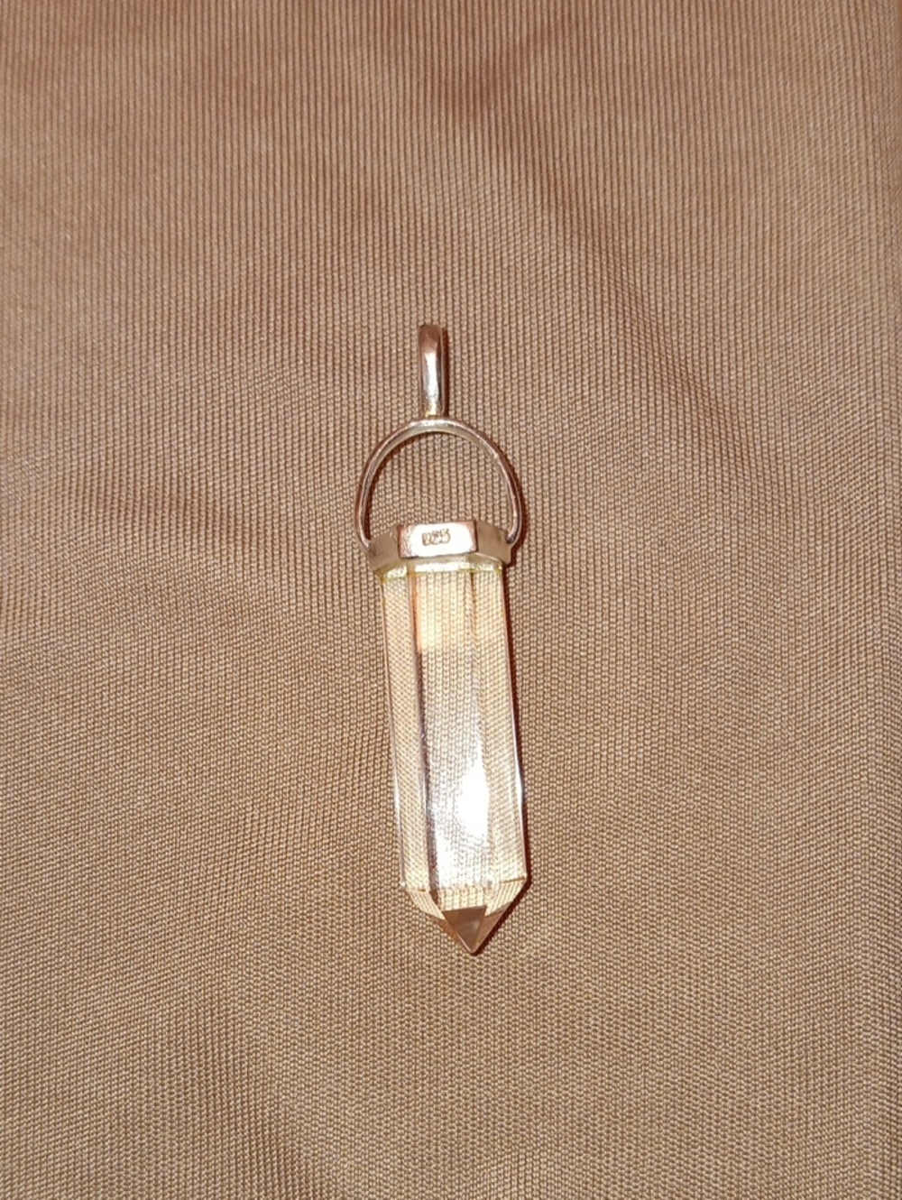 Genuine 925 Sterling Silver Clear Quartz Point Pendant